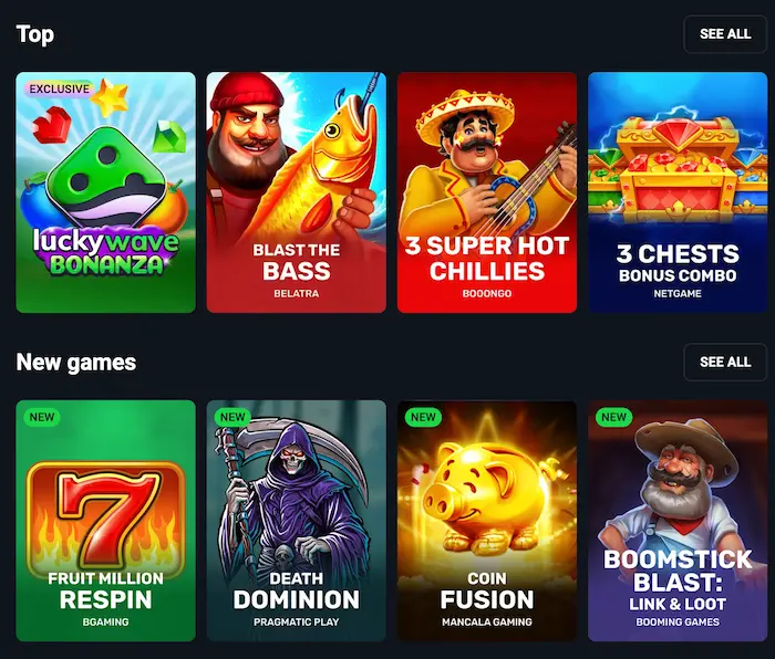 LuckyWave Casino UK games